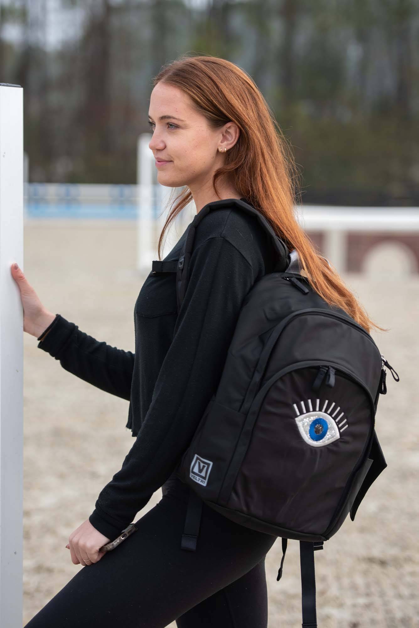 Veltri- Helmet Backpack Black w/Rose Gold Hardware - Equestrian Team Apparel