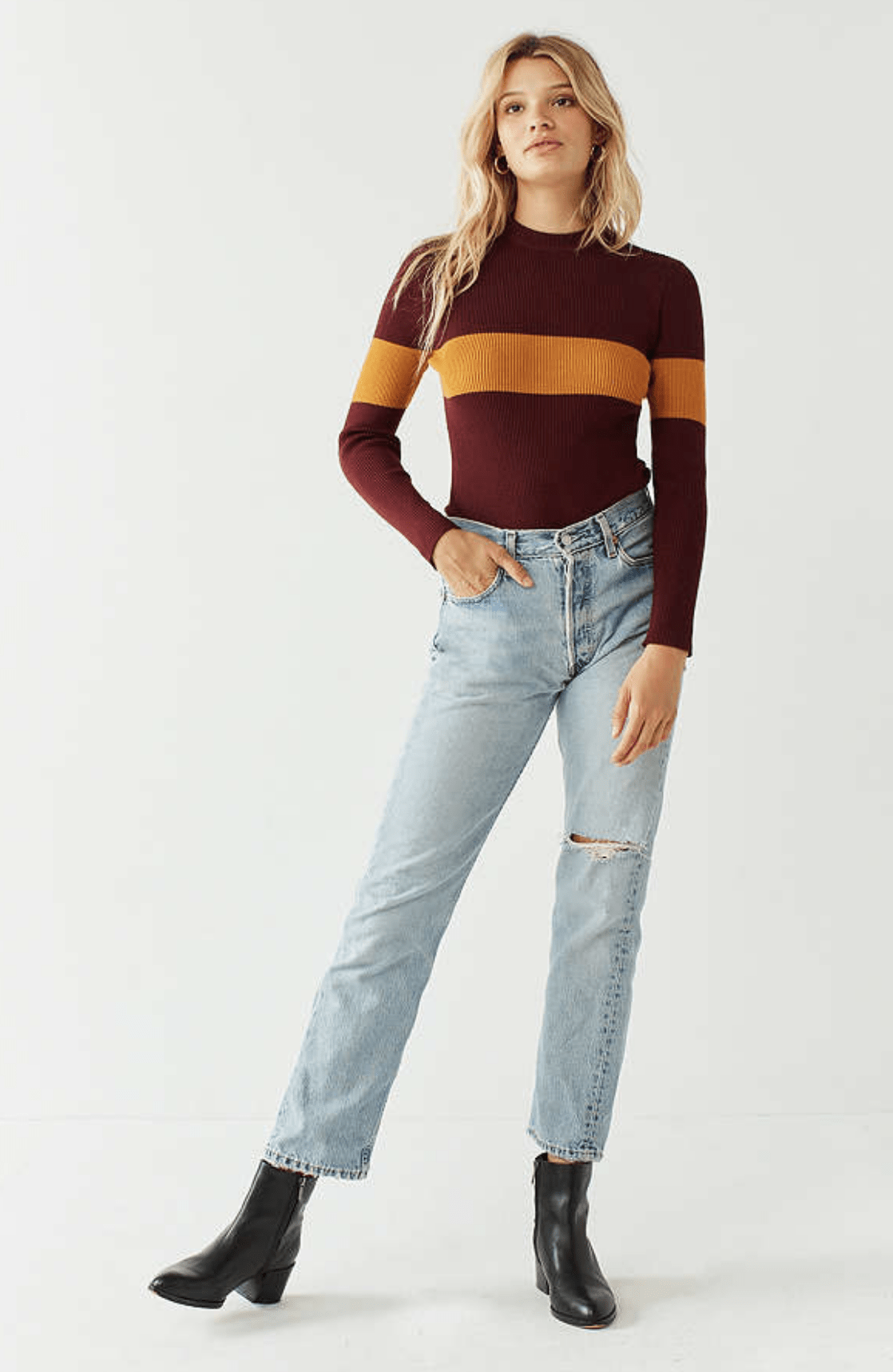  URBAN OUTFITTERS OUT FROM UNDER COLORBLOCKED SWEATER BODYSUIT ($59) 