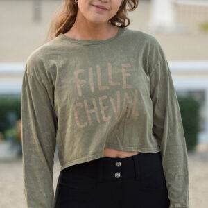 MES X DB FILLE CHEVAL Long Sleeve Cropped Tee